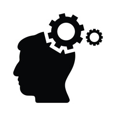 Brainstorming, gear, think icon. Black color vector isolated on a white background.