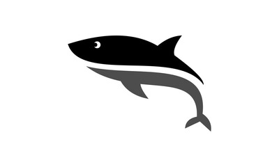 black silhouette shark vector