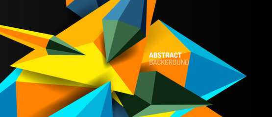 3d low poly abstract shape background vector illustration