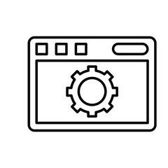 Browser, gear, setting outline icon. Outline vector.
