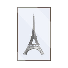 Painting depicting the Eiffel Tower. Interior design element. Isolated. Vector.