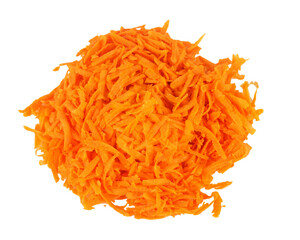 Fototapeta premium Bunch of a grated carrots on a white background, isolated