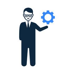 businessman, settings, work icon. Glyph vector isolated on a white background.
