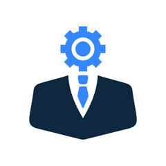 Obraz premium Businessman, job settings, thinking icon. Glyph vector isolated on a white background.