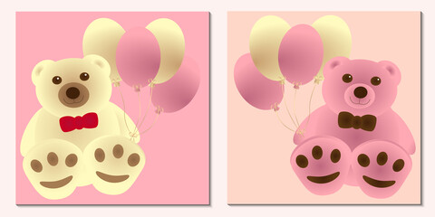 Cute teddy bear set. Vector illustration.