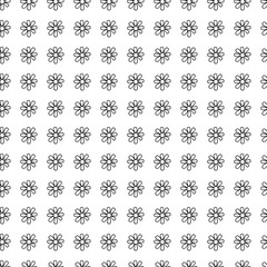 Black and white seamless pattern with doodle small flowers
