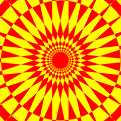 Abstract geometric pattern - red and yellow,  Circular mathematical ornament, 