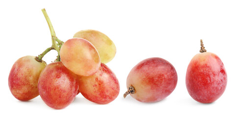 Set of fresh grapes on white background. Banner design