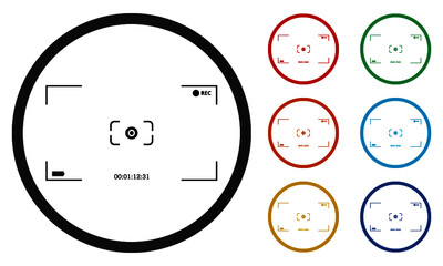 Naklejka premium Recording video of camera ring icon, color set