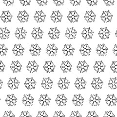 Botanic pattern with black hand drawn flowers.