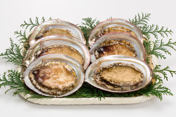 アワビのざる盛り