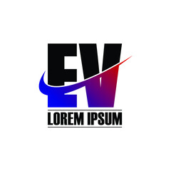 Letter EV simple modern logo design vector