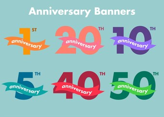 a set of big number style anniversary banners