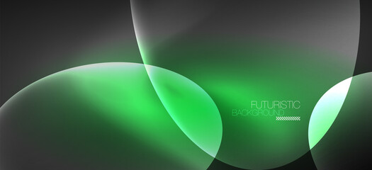 Neon ellipses abstract backgrounds. Shiny bright round shapes glowing in the dark. Vector futuristic illustrations for covers, banners, flyers and posters and other