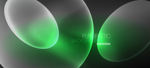 Neon ellipses abstract backgrounds. Shiny bright round shapes glowing in the dark. Vector futuristic illustrations for covers, banners, flyers and posters and other