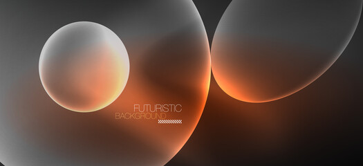 Neon ellipses abstract backgrounds. Shiny bright round shapes glowing in the dark. Vector futuristic illustrations for covers, banners, flyers and posters and other