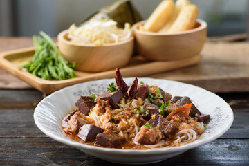 Northern Thai food (Khanom jeen nam ngeaw), local and culture food that is unique of Thailand