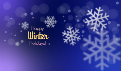 Naklejka na ściany i meble Happy Winter Holidays background with snowflakes