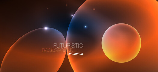 Neon ellipses abstract backgrounds. Shiny bright round shapes glowing in the dark. Vector futuristic illustrations for covers, banners, flyers and posters and other