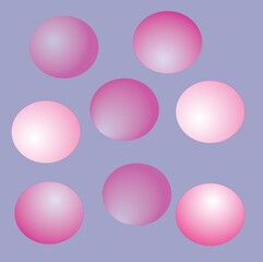 Delicate pink balloons on a translucent blue background. Gradient.