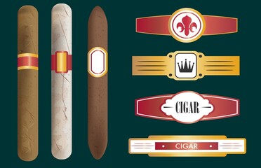 cigar and the labels template vecto