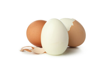 Hard boiled eggs isolated on white background