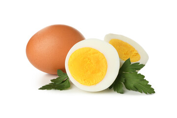 Hard boiled eggs isolated on white background