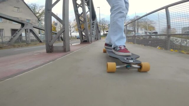 skateboarder in action, close up in foot. Cologne, Germany