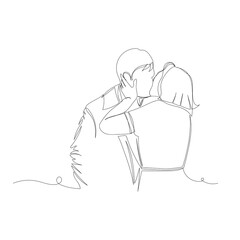 people kiss. vector contour image of two people. one line. outline drawing