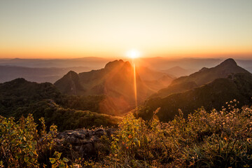The landscape sunset view of Doi luang chiang dao mountain in Chiangmai Province, Thailand