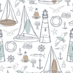 Nautical icon set. Vector  pattern