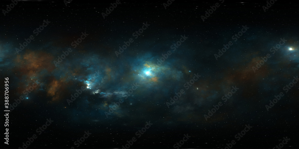 Canvas Prints 360 degree equirectangular projection space background with nebula and stars, environment map. hdri 