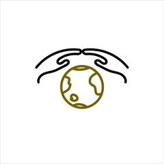 Earth, world, planet in hands isolated icon. Saving nature. Vector illustration.