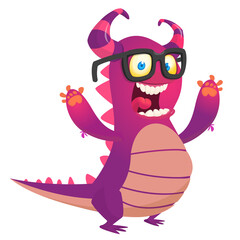 Funny cartoon monster. Illustration of cute monster creature. Halloween design