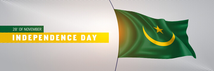 Mauritania happy independence day greeting card, banner vector illustration