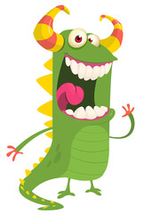 Funny cartoon monster. Illustration of cute monster creature. Halloween design