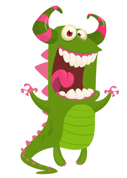 Funny cartoon monster. Illustration of cute monster creature. Halloween design