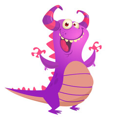 Funny cartoon monster. Illustration of cute monster creature. Halloween design