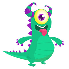 Fototapeta premium Funny cartoon monster. Illustration of cute monster creature. Halloween design