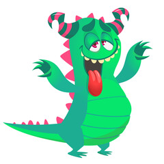 Fototapeta premium Funny cartoon monster. Illustration of cute monster creature. Halloween design