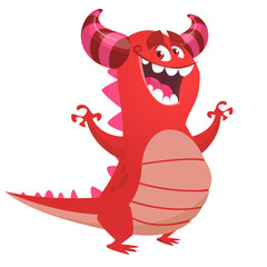 Funny cartoon monster. Illustration of cute monster creature. Halloween design