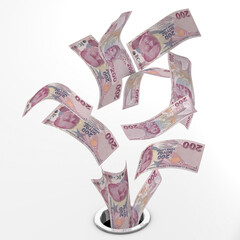 3D render Turkey lira drop - crisis concept