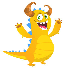 Funny cartoon monster. Illustration of cute monster creature. Halloween design