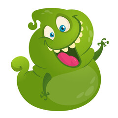 Funny cartoon monster. Illustration of cute monster creature. Halloween design