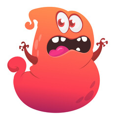 Funny cartoon monster. Illustration of cute monster creature. Halloween design