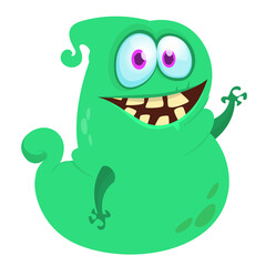 Funny cartoon monster. Illustration of cute monster creature. Halloween design