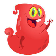 Funny cartoon monster. Illustration of cute monster creature. Halloween design