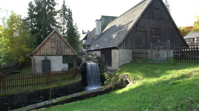 Historical forge hammer and watermill in Frohnau, Saxony, Germany