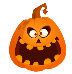 Cartoon  funny  halloween pumpkin head isolated on white background. Vector illustration