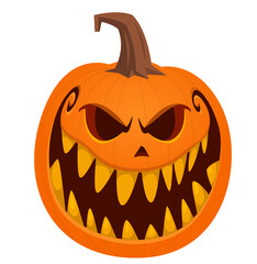 Cartoon  funny  halloween pumpkin head isolated on white background. Vector illustration